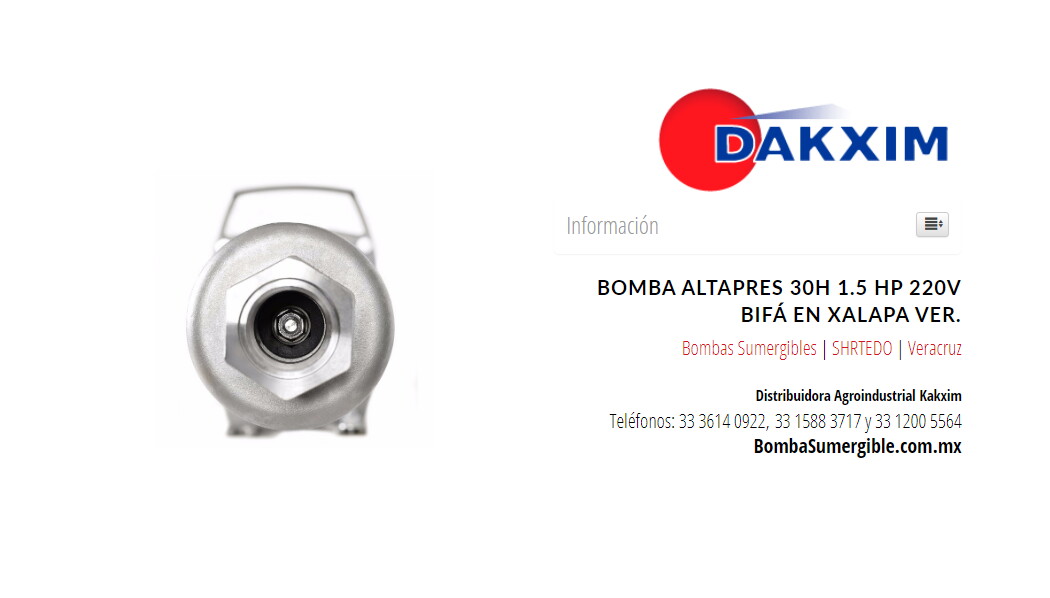 Bomba Altapres 30h 1.5 Hp 220v Bifá en Xalapa Ver.