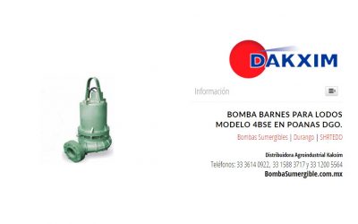 Bomba Barnes Para Lodos Modelo 4bse en Poanas Dgo.