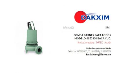 Bomba Barnes Para Lodos Modelo 6se3 en Baca Yuc.