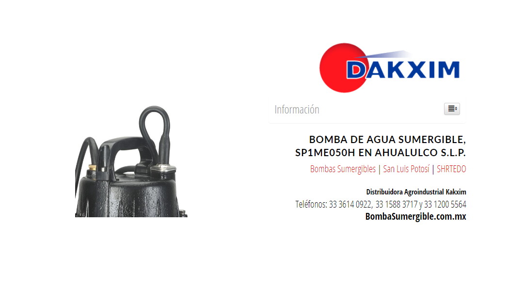 Bomba De Agua Sumergible, Sp1me050h en Ahualulco S.L.P.
