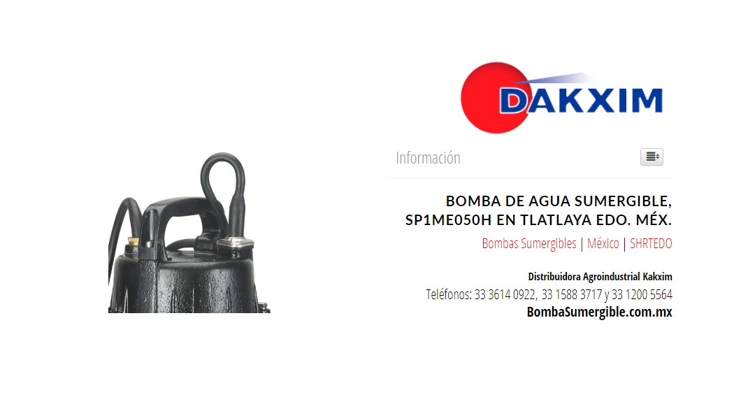 Bomba De Agua Sumergible, Sp1me050h en Tlatlaya Edo. Méx.