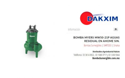Bomba Myers Mw50-21p Aguas Residual en Ahome Sin.