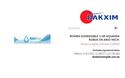 Bomba Sumergible 1 Hp Aquapak Robus en Ario Mich.