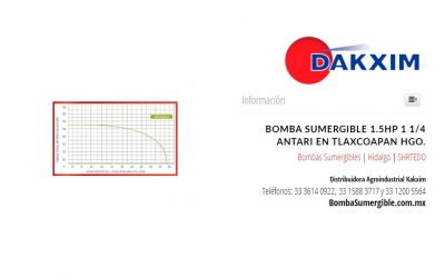 Bomba Sumergible 1.5hp 1 1/4 Antari en Tlaxcoapan Hgo.