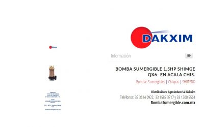 Bomba Sumergible 1.5hp Shimge  Qx6- en Acala Chis.