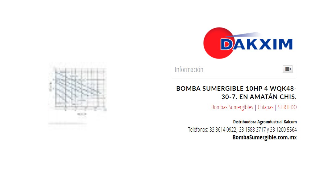 Bomba Sumergible 10hp 4 Wqk48-30-7. en Amatán Chis.