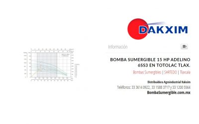 Bomba Sumergible 15 Hp Adelino 6ss3 en Totolac Tlax.