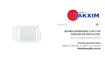 Bomba Sumergible 4 Hp 3 Ph Adelino en Mixtla Pue.