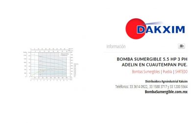 Bomba Sumergible 5.5 Hp 3 Ph Adelin en Cuautempan Pue.