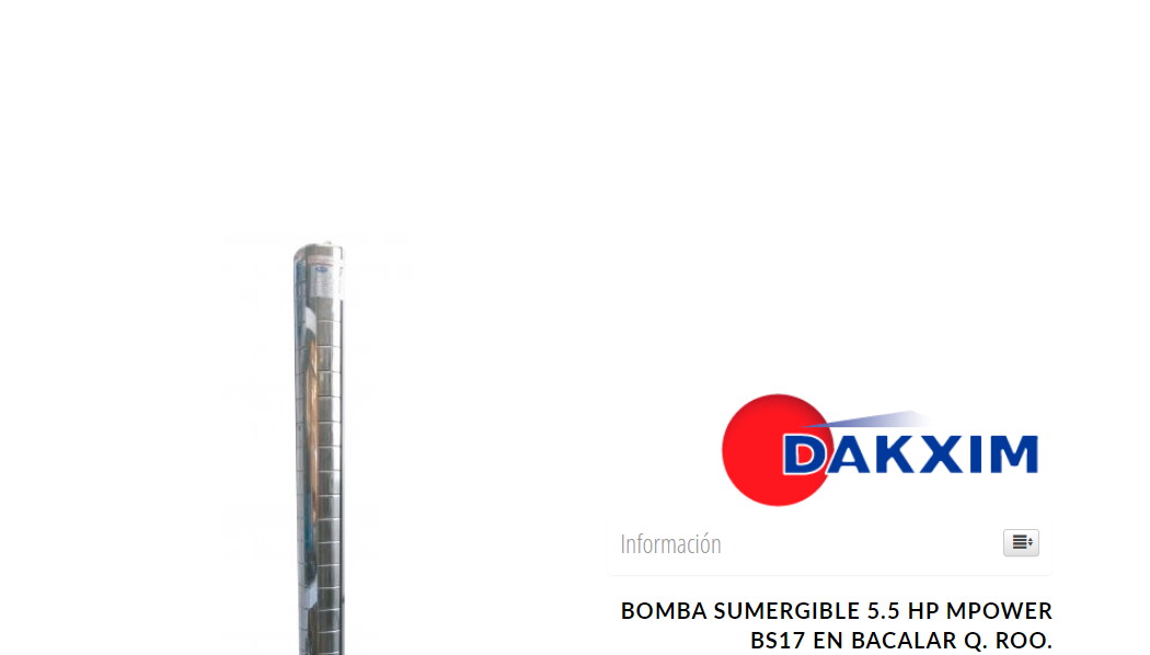 Bomba Sumergible 5.5 Hp Mpower Bs17 en Bacalar Q. Roo.
