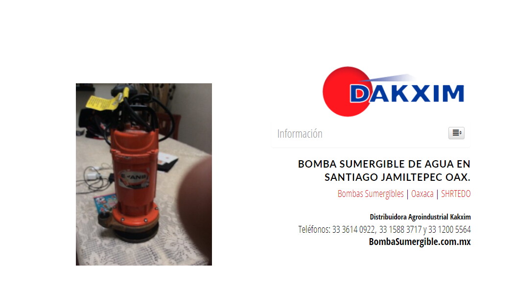 Bomba Sumergible De Agua en Santiago Jamiltepec Oax.