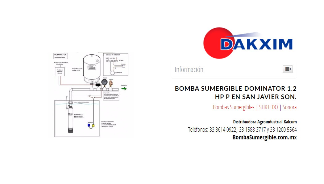 Bomba Sumergible Dominator 1.2 Hp P en San Javier Son.