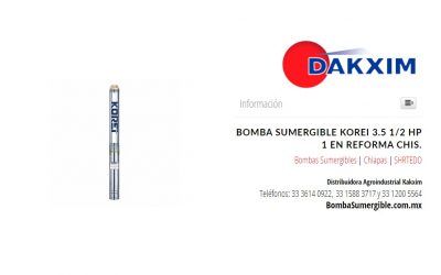 Bomba Sumergible Korei 3.5 1/2 Hp 1 en Reforma Chis.
