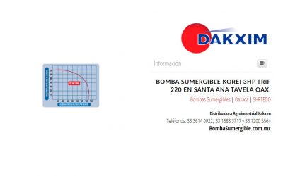 Bomba Sumergible Korei 3hp Trif 220 en Santa Ana Tavela Oax.