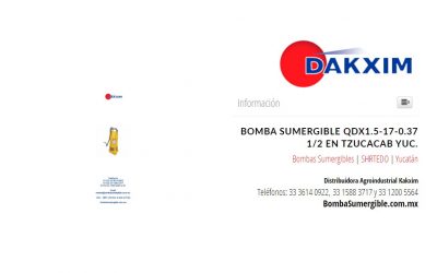 Bomba Sumergible Qdx1.5-17-0.37 1/2 en Tzucacab Yuc.