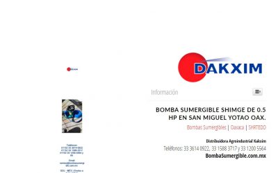 Bomba Sumergible Shimge De 0.5 Hp en San Miguel Yotao Oax.