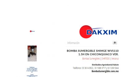 Bomba Sumergible Shimge Wvs110 1.5h en Chiconquiaco Ver.