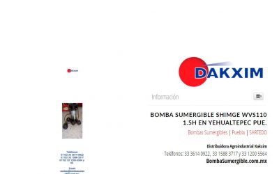 Bomba Sumergible Shimge Wvs110 1.5h en Yehualtepec Pue.