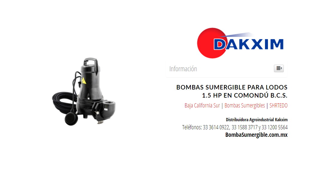 Bombas Sumergible Para Lodos 1.5 Hp en Comondú B.C.S.